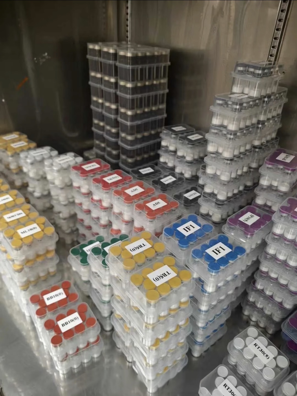 Organized peptide vial kits in inventory storage