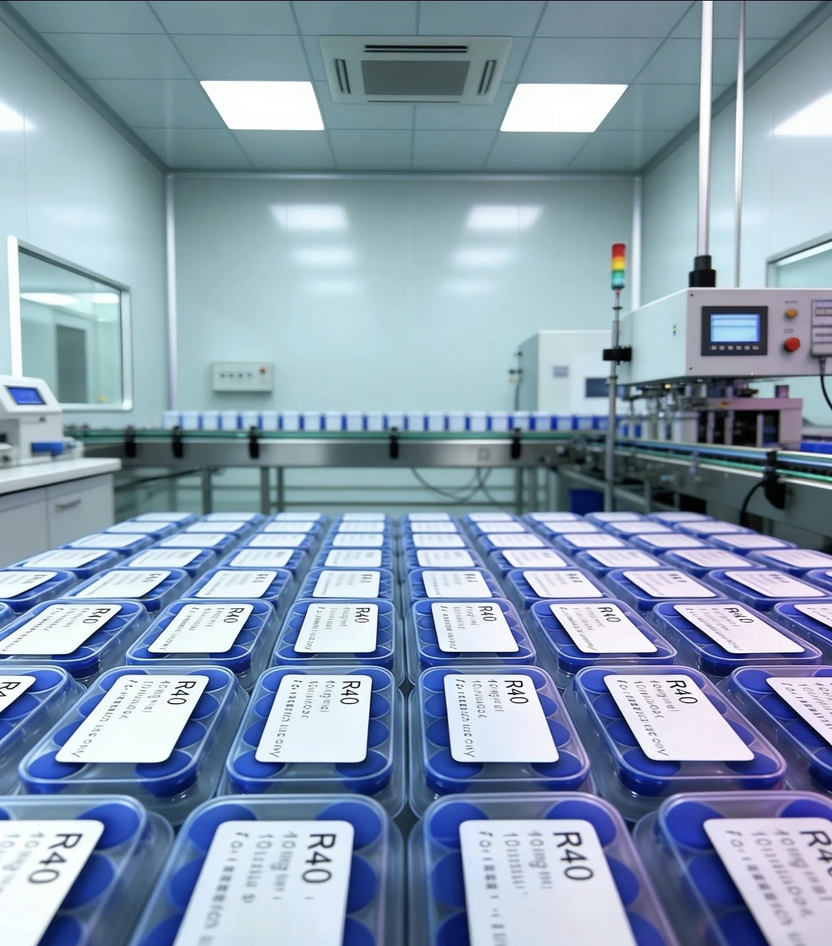 Cleanroom production line prepared for packaging work