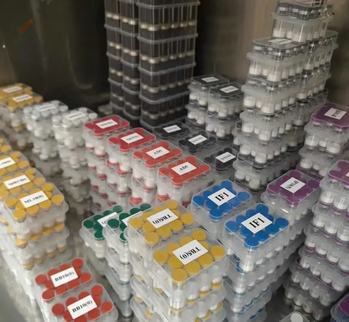 Organized peptide vial kits in inventory storage