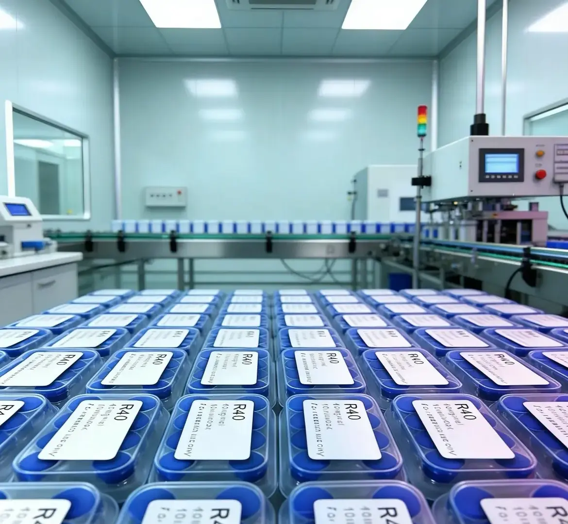 Cleanroom production line prepared for packaging work